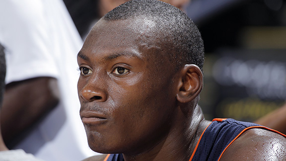 OAKLAND, CA - DECEMBER 21:  Bismack Biyombo #0 of the Charlotte Bobcats in a game against the Golden State Warriors on December 21, 2012 at Oracle Arena in Oakland, California. NOTE TO USER: User expressly acknowledges and agrees that, by downloading and or using this photograph, user is consenting to the terms and conditions of Getty Images License Agreement. Mandatory Copyright Notice: Copyright 2012 NBAE (Photo by Rocky Widner/NBAE via Getty Images)