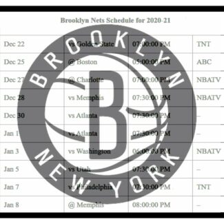 Printable Brooklyn Nets 2020-21 schedule (and TV schedule)