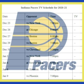 Free 2020-21 Indiana Pacers schedule and printable TV schedule