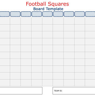 Printable Football Squares Board Game Template for the Super Bowl, Football