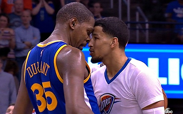 What did Andre Roberson and Kevin Durant say to each other?