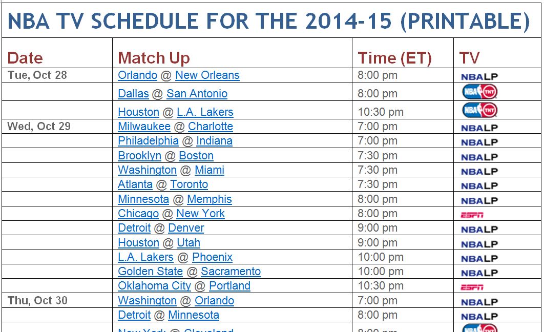 tv schedule for the nba playoffs